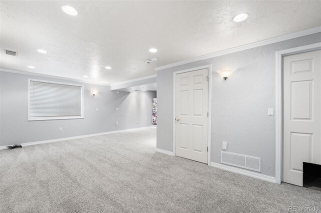 429 Arrowhead Dr, Loveland, CO 80537 - basement with crown molding, recessed lighting, carpet floors, and baseboards