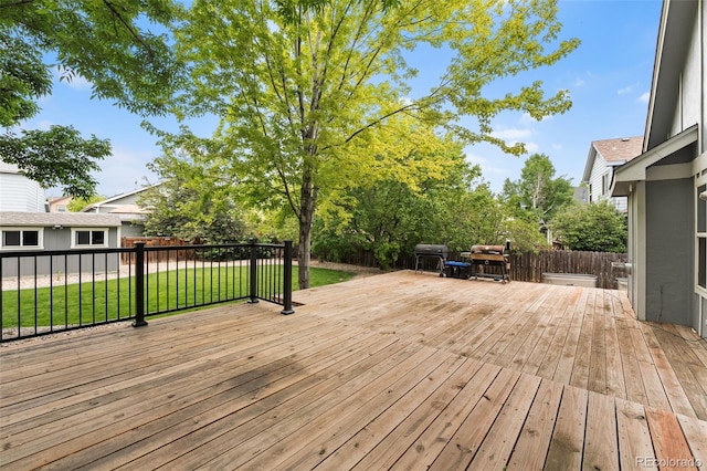 429 Arrowhead Dr, Loveland, CO 80537 - wooden terrace with area for grilling