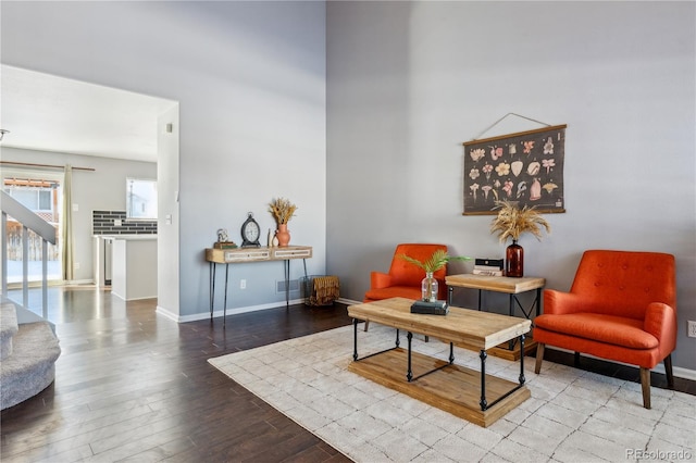 living area featuring hardwood / wood-style floors