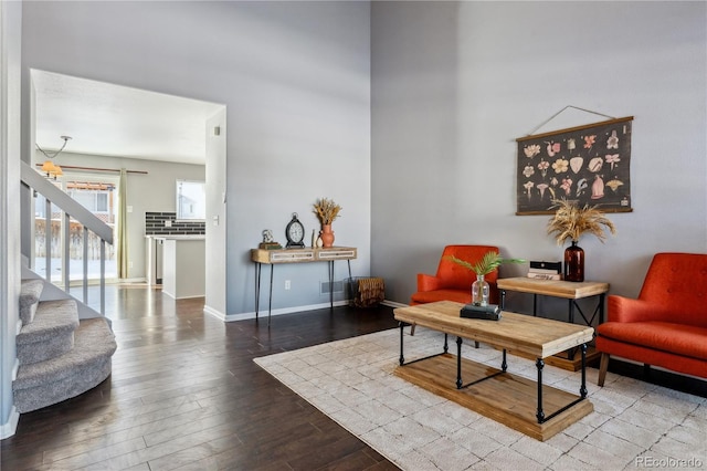 sitting room featuring hardwood / wood-style floors