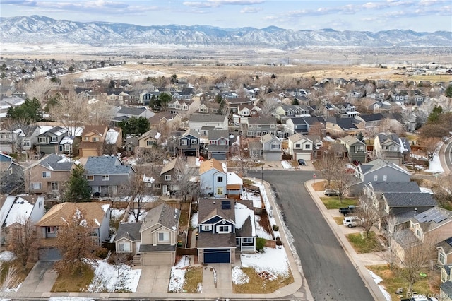 aerial view with a mountain view