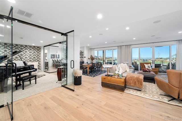 living room featuring light hardwood / wood-style floors