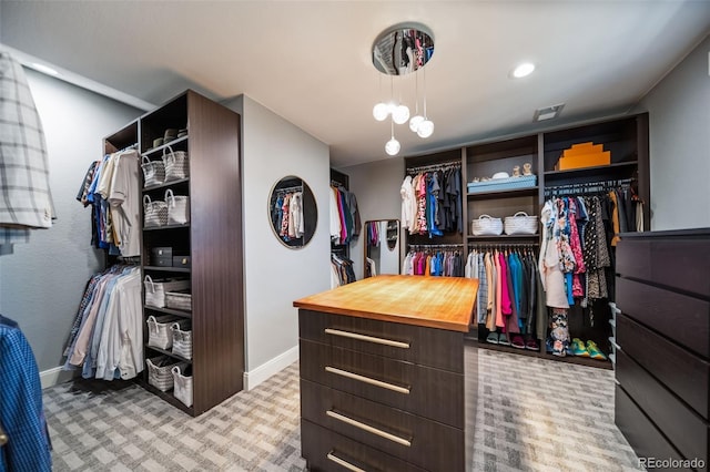 spacious closet with carpet