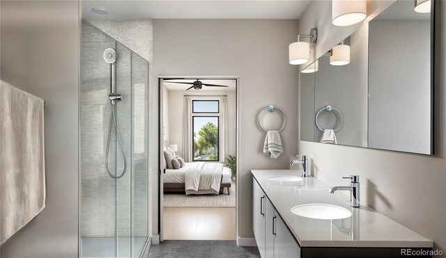 1643 Boulder St Unit 211, Denver, CO 80211 - ensuite bathroom with ensuite bath, a sink, double vanity, and a stall shower