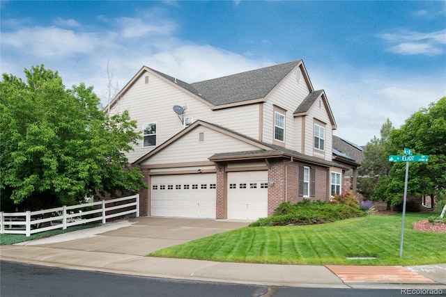 2959 W 110th Pl, Westminster, CO 80234 - view of property exterior with brick siding, concrete driveway, a garage, and a shingled roof