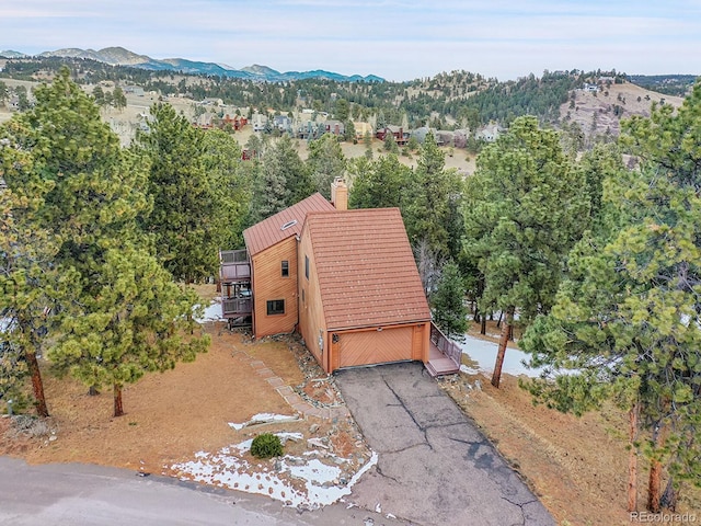 bird's eye view featuring a mountain view