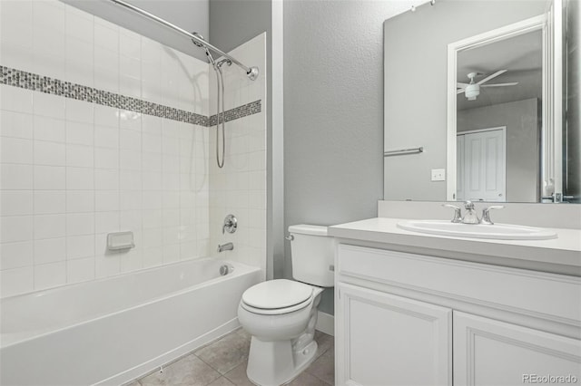17490 W 94th Dr, Arvada, CO 80007 - full bathroom featuring vanity,  shower combination, tile patterned floors, and ceiling fan