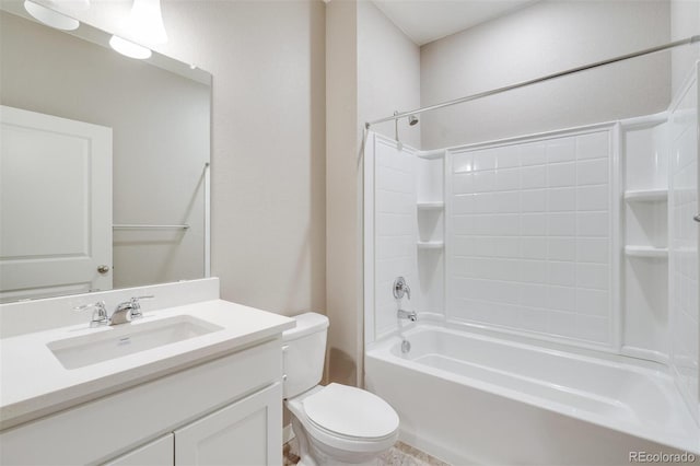 full bathroom featuring vanity, shower / bathtub combination, and toilet