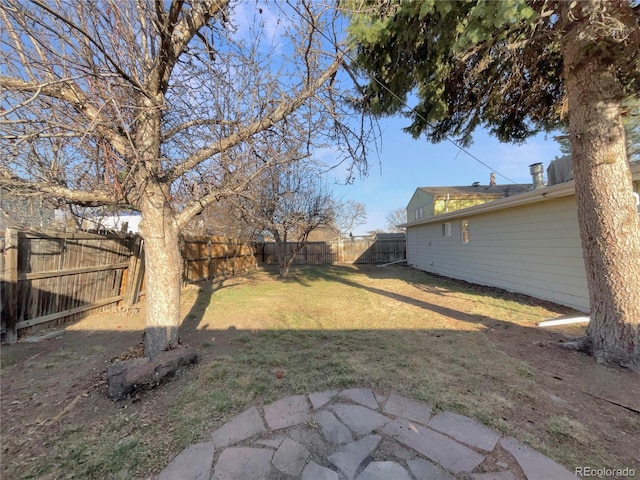 view of yard featuring a fenced backyard