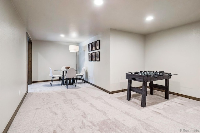 1570 Blakcomb Ct, Evergreen, CO 80439 - recreation room featuring light carpet, recessed lighting, and baseboards
