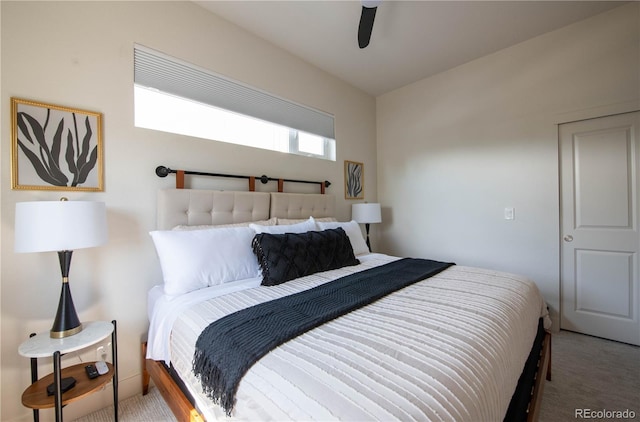bedroom with carpet and ceiling fan