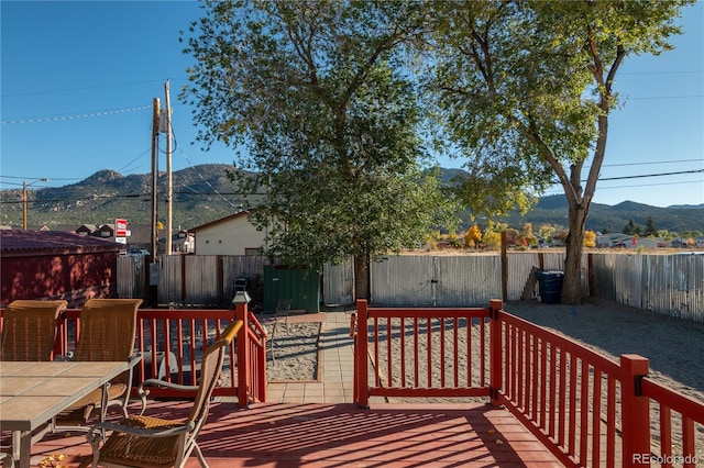 deck with a mountain view