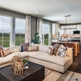 living room with hardwood / wood-style flooring