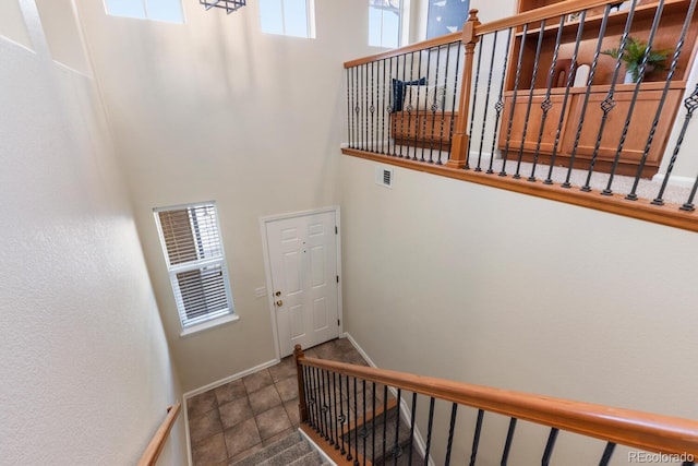 stairs with a high ceiling