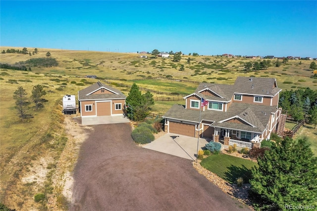 drone / aerial view with a rural view