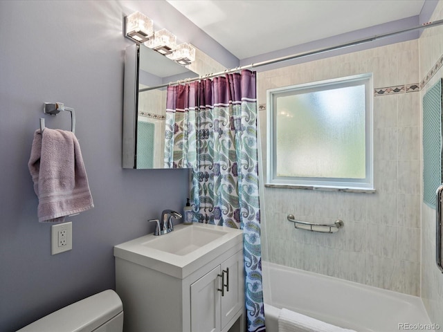 1827 S Fairfax St, Denver, CO 80222 - full bathroom featuring vanity and shower / bath combo with shower curtain