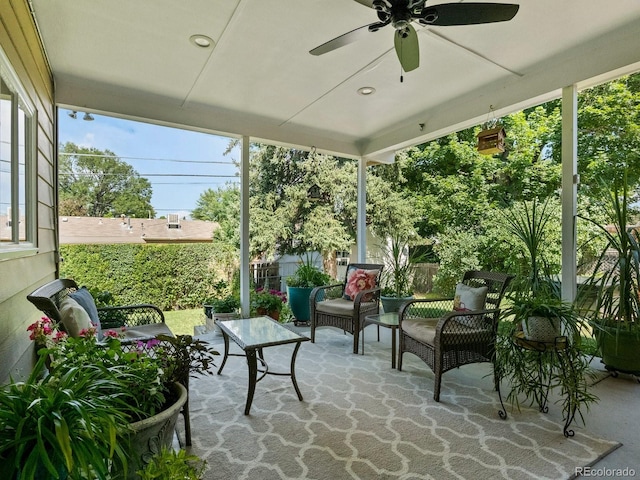 1827 S Fairfax St, Denver, CO 80222 - sunroom / solarium with ceiling fan and an outdoor living space