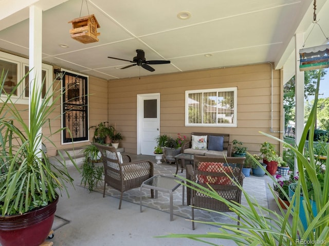 1827 S Fairfax St, Denver, CO 80222 - view of patio / terrace with an outdoor living space and ceiling fan