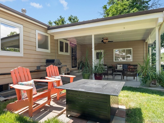 1827 S Fairfax St, Denver, CO 80222 - view of patio / terrace with outdoor lounge area and a ceiling fan