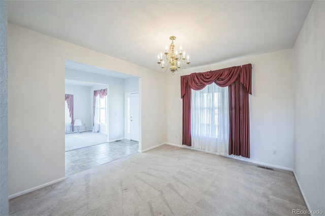 19076 E Lasalle Pl, Aurora, CO 80013 - empty room featuring a chandelier and carpet