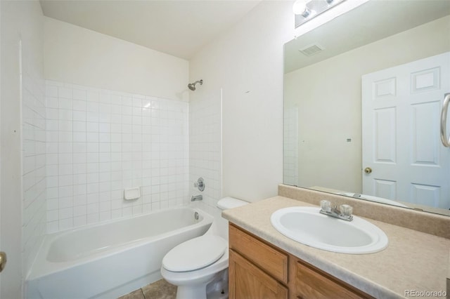 19076 E Lasalle Pl, Aurora, CO 80013 - full bathroom with vanity, bathing tub / shower combination, and tile patterned floors