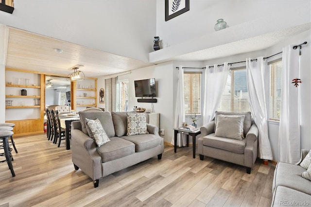 living area featuring light wood-style floors