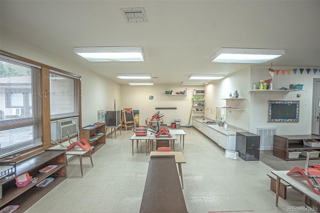 interior space with light tile patterned floors