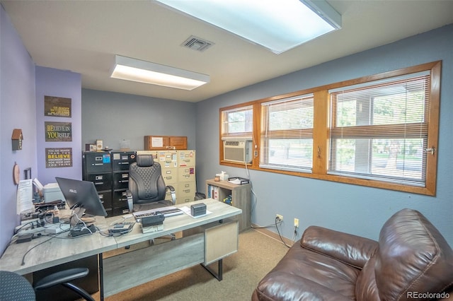 view of carpeted office space