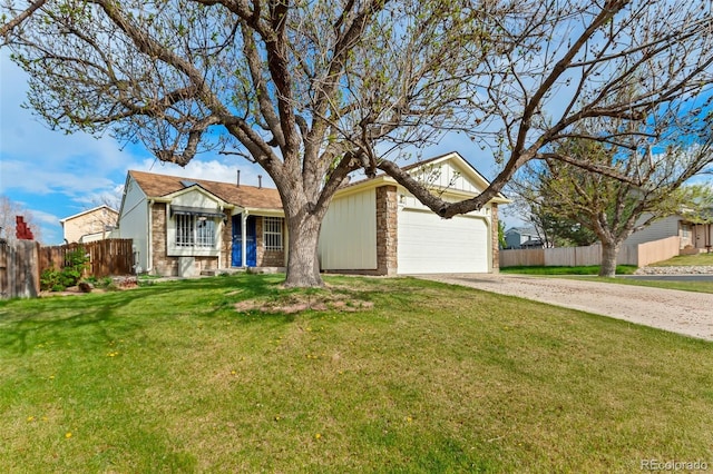 12116 N Fairfax St, Thornton, CO 80241 - single story home with dirt driveway, a front lawn, an attached garage, and fence
