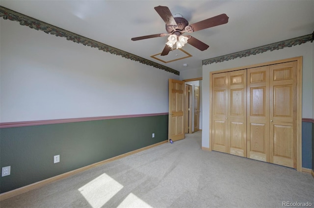 11577 Cranston Dr, Peyton, CO 80831 - unfurnished bedroom with carpet floors, baseboards, a closet, and ceiling fan