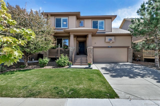 21658 E Tallkid Ave, Parker, CO 80138 - view of front of property with concrete driveway, a front lawn, and a garage