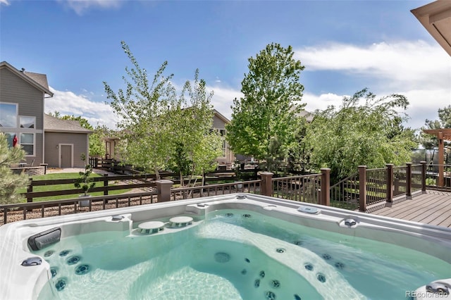 21658 E Tallkid Ave, Parker, CO 80138 - view of pool with a hot tub and a deck