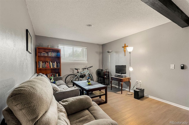 16259 W 10th Ave Unit L2, Golden, CO 80401 - living room with light wood-style floors, a textured ceiling, and a textured wall