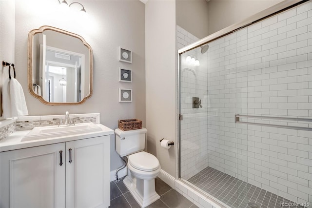360 Basilwood Way, Highlands Ranch, CO 80126 - full bathroom with a shower stall, vanity, and tile patterned flooring