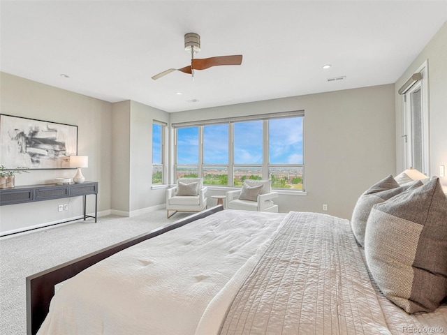 9395 Night Star Pl, Lone Tree, CO 80124 - carpeted bedroom with a ceiling fan and recessed lighting