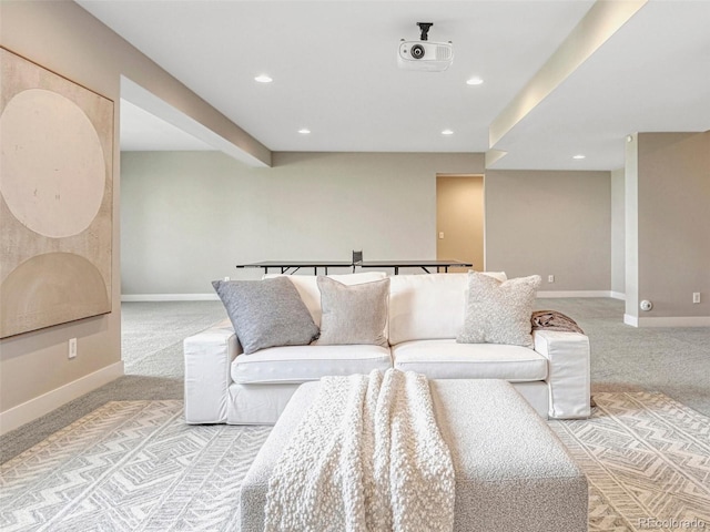 9395 Night Star Pl, Lone Tree, CO 80124 - living area featuring light colored carpet and recessed lighting
