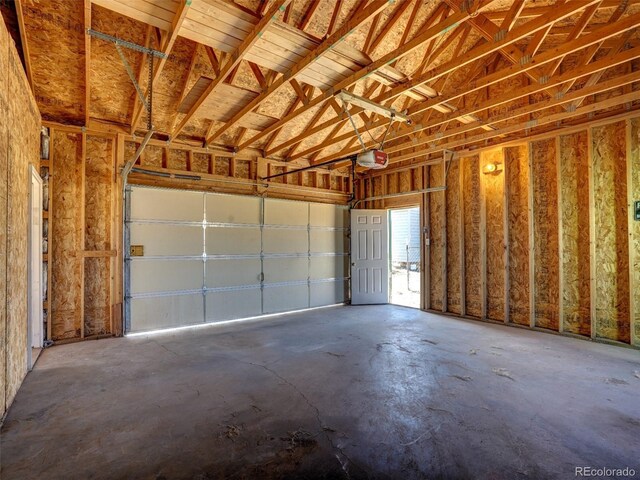 garage with a garage door opener