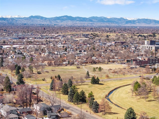 aerial view with a mountain view