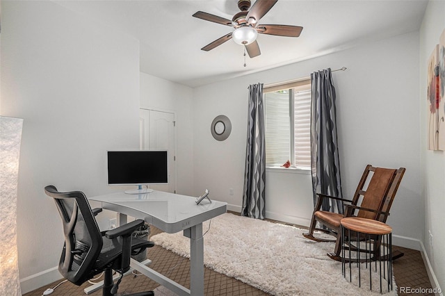 3357 N Akron Ct, Denver, CO 80238 - home office with a ceiling fan and baseboards