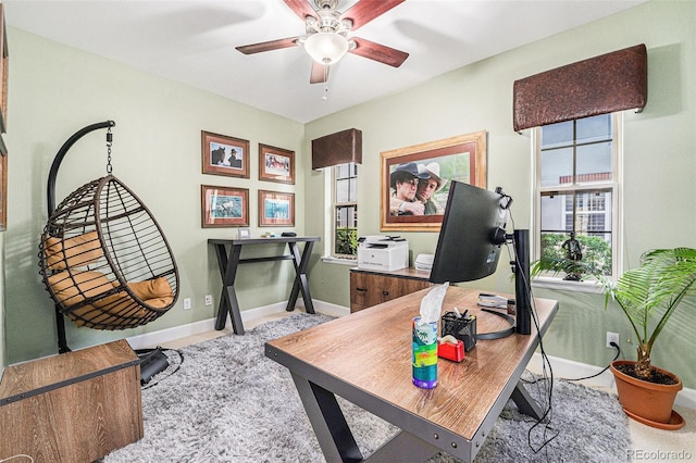 3357 N Akron Ct, Denver, CO 80238 - home office with ceiling fan and baseboards