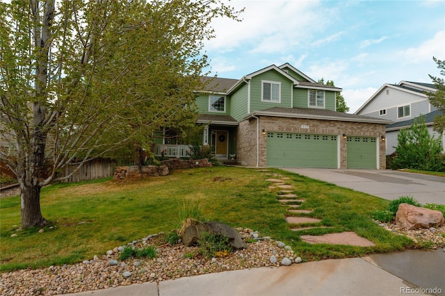 919 Taylor Ln, Erie, CO 80516 - traditional-style house with concrete driveway, a front lawn, brick siding, and an attached garage