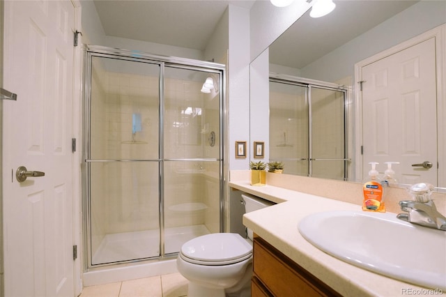 919 Taylor Ln, Erie, CO 80516 - full bathroom featuring vanity, a shower stall, and tile patterned floors