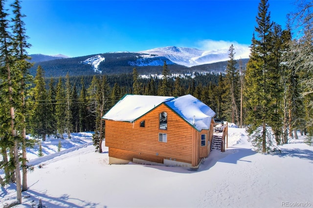 exterior space featuring a mountain view