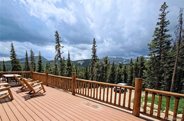 207 Pine Cone Way, Fairplay, CO 80440 - wooden terrace featuring a mountain view