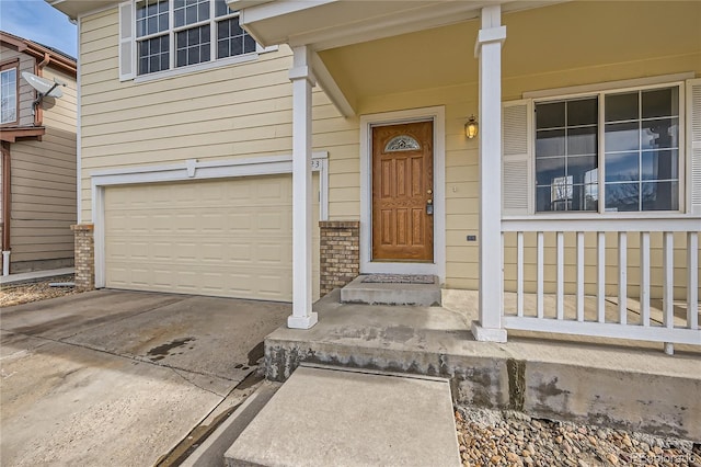 entrance to property with a garage