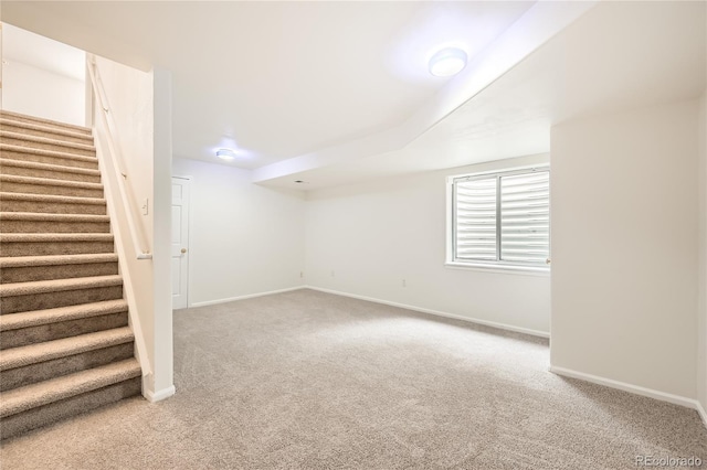 basement with carpet floors