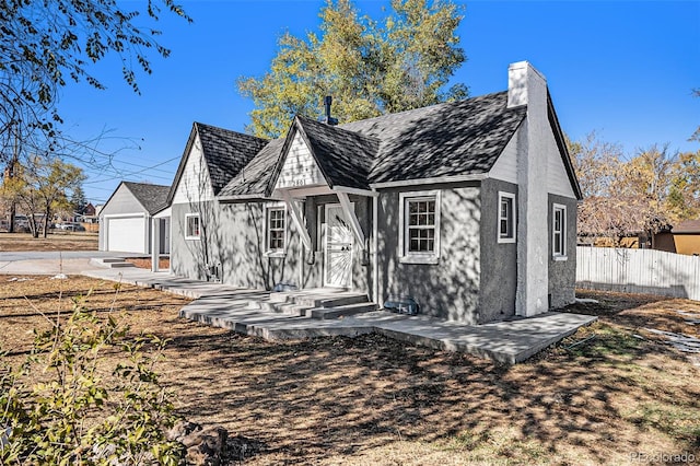 exterior space with a garage