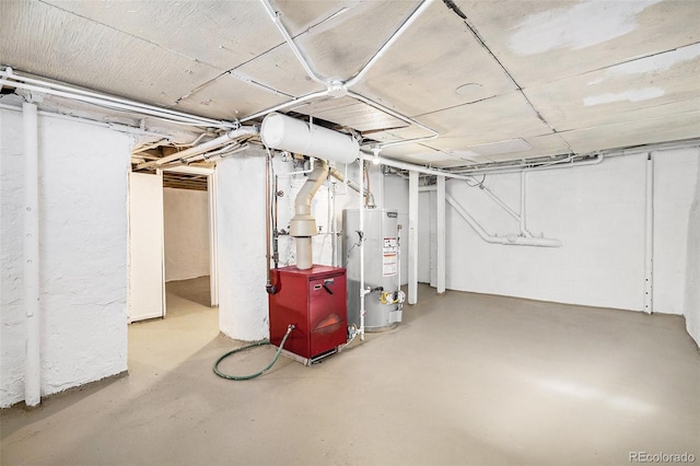 basement with gas water heater