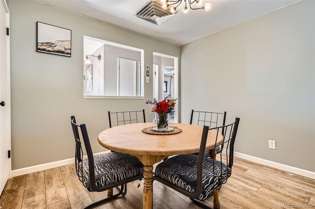 3224 Troy St, Aurora, CO 80011 - dining room featuring light wood finished floors, baseboards, and a chandelier