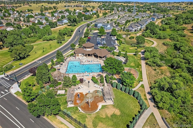 aerial view with a residential view